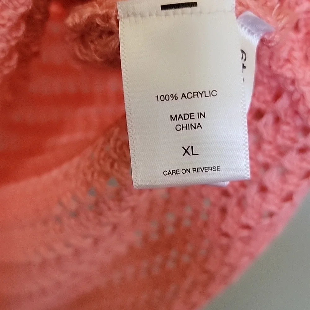 New York & Company Pink Summer Open Knit Crochet Short Sleeve Top XL